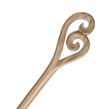 CrystalMood Handmade Wood Hair Stick Laced Heart 7" Lignum-vitae